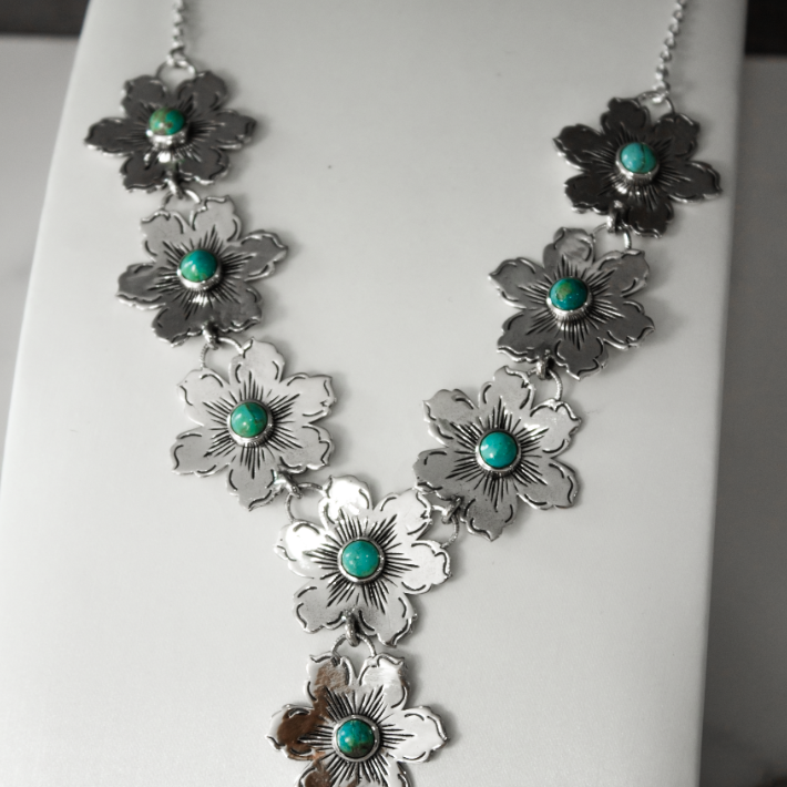 Summertime Flora Cluster Necklace | By KKB-Squash Blossom Necklaces-Krush Kandy, Women's Online Fashion Boutique Located in Phoenix, Arizona (Scottsdale Area)