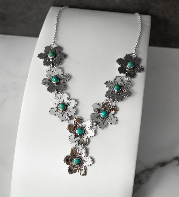 Summertime Flora Cluster Necklace | By KKB-Squash Blossom Necklaces-Krush Kandy, Women's Online Fashion Boutique Located in Phoenix, Arizona (Scottsdale Area)