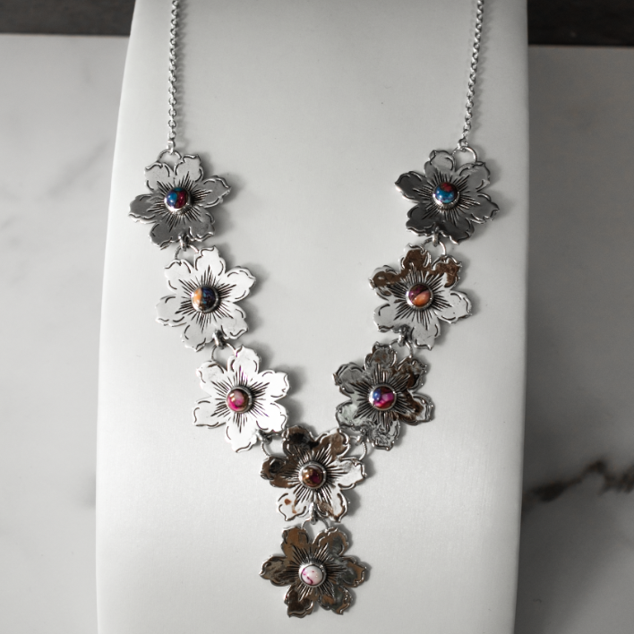 Summertime Flora Cluster Necklace | By KKB-Squash Blossom Necklaces-Krush Kandy, Women's Online Fashion Boutique Located in Phoenix, Arizona (Scottsdale Area)