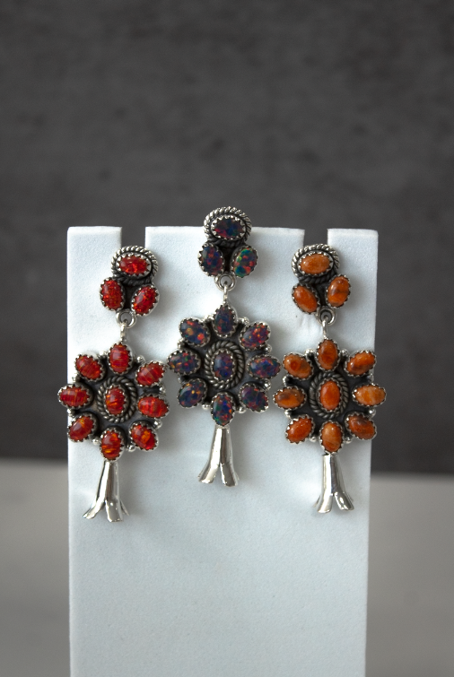 Squash Blossom Stone Statement Earrings-Stud Earrings-Krush Kandy, Women's Online Fashion Boutique Located in Phoenix, Arizona (Scottsdale Area)