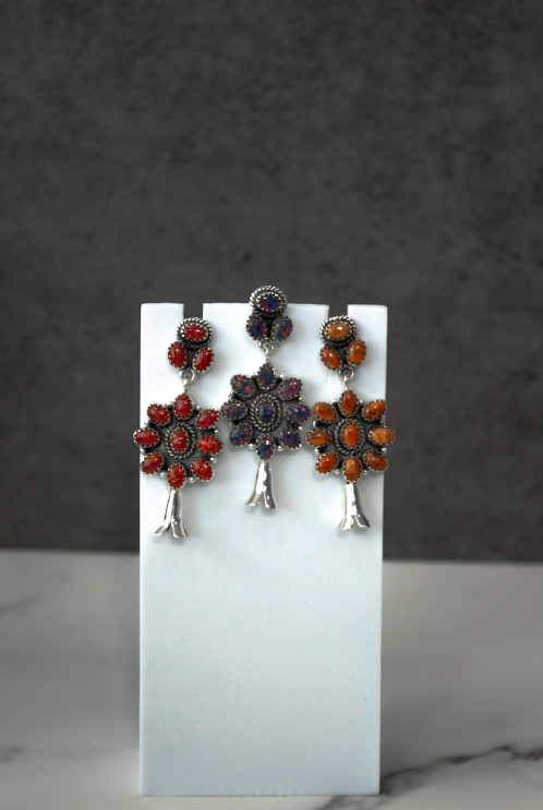 Squash Blossom Stone Statement Earrings-Stud Earrings-Krush Kandy, Women's Online Fashion Boutique Located in Phoenix, Arizona (Scottsdale Area)