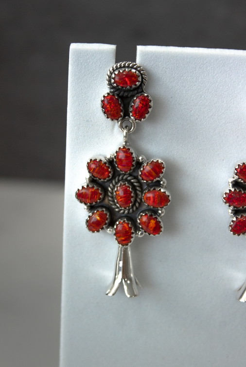 Squash Blossom Stone Statement Earrings-Stud Earrings-Krush Kandy, Women's Online Fashion Boutique Located in Phoenix, Arizona (Scottsdale Area)