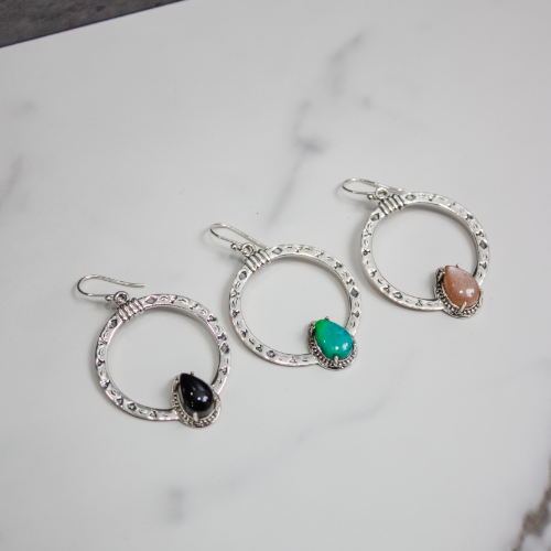 Single Stone Stamped Earrings-Stud Earrings-Krush Kandy, Women's Online Fashion Boutique Located in Phoenix, Arizona (Scottsdale Area)