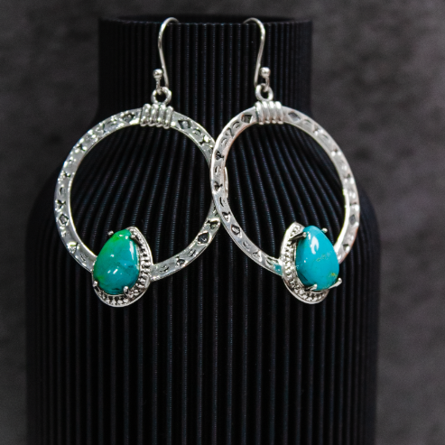 Single Stone Stamped Earrings-Stud Earrings-Krush Kandy, Women's Online Fashion Boutique Located in Phoenix, Arizona (Scottsdale Area)