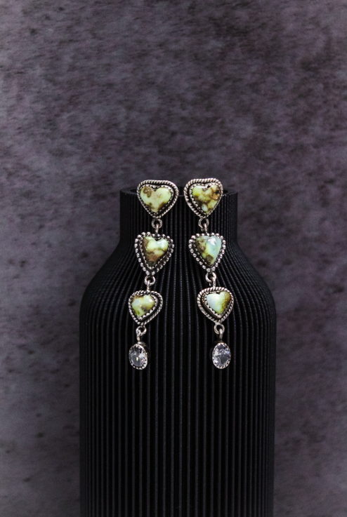 Palomino Trio Heart & CZ Earrings-Stud Earrings-Krush Kandy, Women's Online Fashion Boutique Located in Phoenix, Arizona (Scottsdale Area)