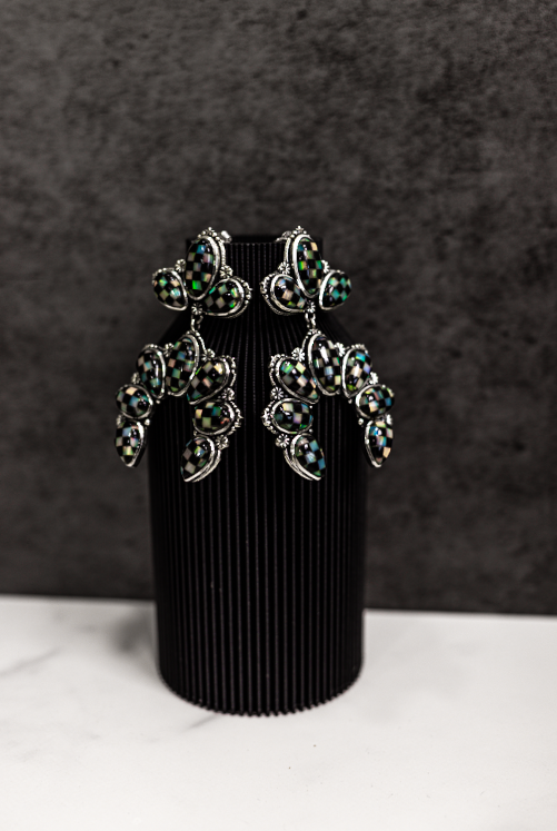 Checkered Drop Blossom Earrings-Stud Earrings-Krush Kandy, Women's Online Fashion Boutique Located in Phoenix, Arizona (Scottsdale Area)