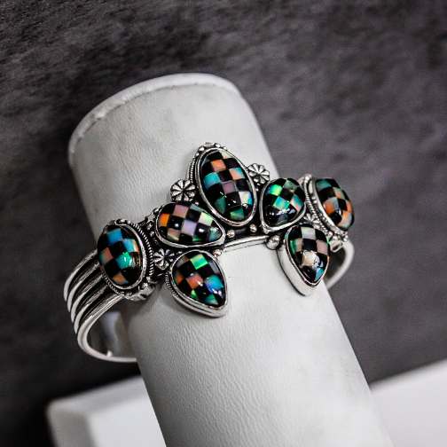 Cowgirl Canvas Checkered Cuff-Chain Bracelets-Krush Kandy, Women's Online Fashion Boutique Located in Phoenix, Arizona (Scottsdale Area)