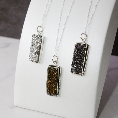 Krushed Druzy Bar Drop Necklace-Chain Necklaces-Krush Kandy, Women's Online Fashion Boutique Located in Phoenix, Arizona (Scottsdale Area)