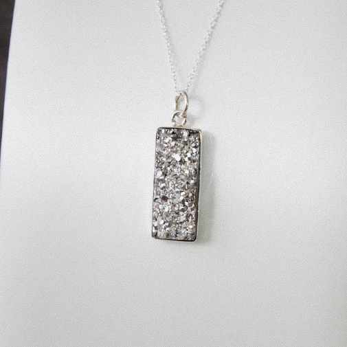 Krushed Druzy Bar Drop Necklace-Chain Necklaces-Krush Kandy, Women's Online Fashion Boutique Located in Phoenix, Arizona (Scottsdale Area)