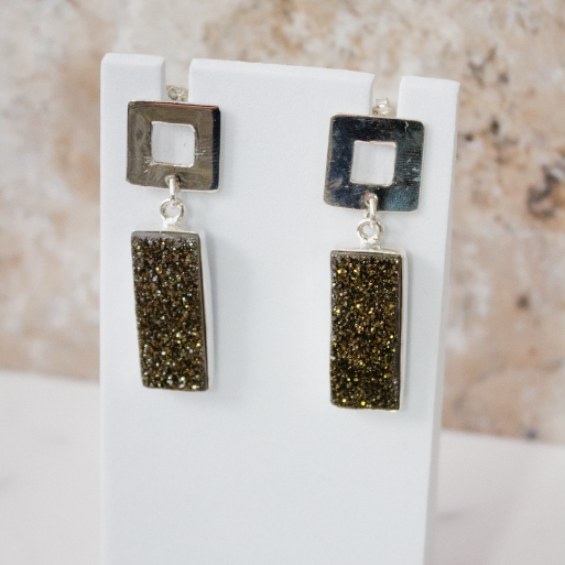 Krushed Druzy Slab Earrings-Stud Earrings-Krush Kandy, Women's Online Fashion Boutique Located in Phoenix, Arizona (Scottsdale Area)