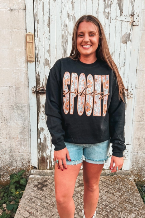 Spooky Vibes Graphic Sweatshirt-Graphic Tees-Krush Kandy, Women's Online Fashion Boutique Located in Phoenix, Arizona (Scottsdale Area)