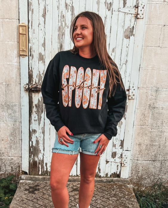 Spooky Vibes Graphic Sweatshirt-Graphic Tees-Krush Kandy, Women's Online Fashion Boutique Located in Phoenix, Arizona (Scottsdale Area)