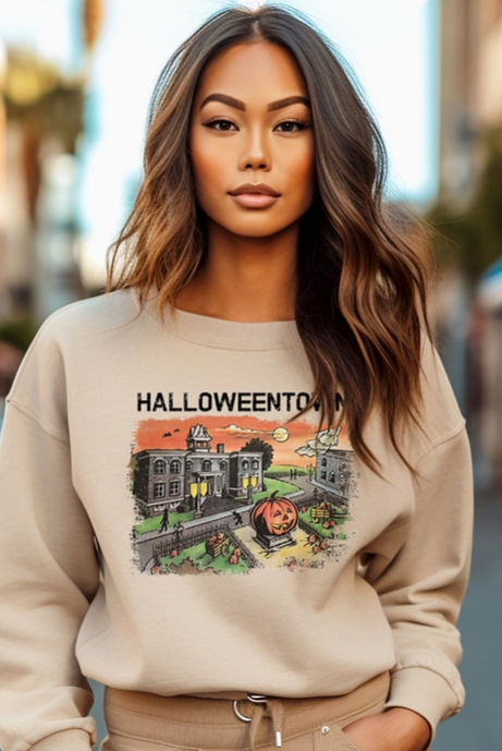 Halloweentown Graphic Sweater-Graphic Tees-Krush Kandy, Women's Online Fashion Boutique Located in Phoenix, Arizona (Scottsdale Area)