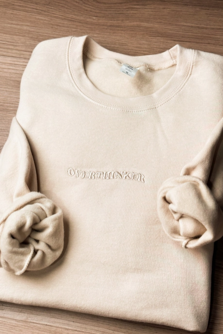 Overthinker Embroidery Graphic Sweatshirt-Krush Kandy, Women's Online Fashion Boutique Located in Phoenix, Arizona (Scottsdale Area)