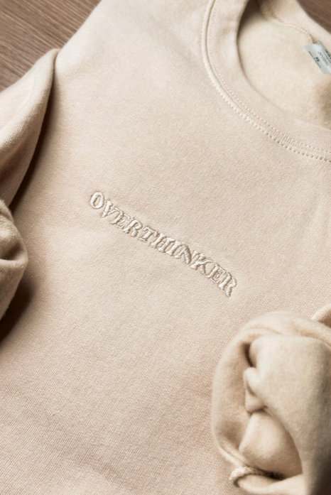 Overthinker Embroidery Graphic Sweatshirt-Krush Kandy, Women's Online Fashion Boutique Located in Phoenix, Arizona (Scottsdale Area)