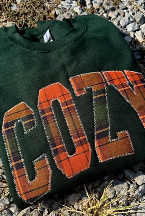 Cozy Season Fall Plaid Graphic Sweatshirt-Sweaters-Krush Kandy, Women's Online Fashion Boutique Located in Phoenix, Arizona (Scottsdale Area)