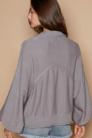 Balloon Sleeve Round Neck Hacci Pullover-Sweaters-Krush Kandy, Women's Online Fashion Boutique Located in Phoenix, Arizona (Scottsdale Area)