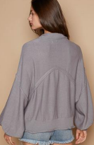 Balloon Sleeve Round Neck Hacci Pullover-Sweaters-Krush Kandy, Women's Online Fashion Boutique Located in Phoenix, Arizona (Scottsdale Area)