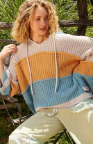 V-Neck Hooded Color Block Pullover Sweater-Sweaters-Krush Kandy, Women's Online Fashion Boutique Located in Phoenix, Arizona (Scottsdale Area)