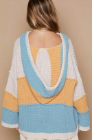 V-Neck Hooded Color Block Pullover Sweater-Sweaters-Krush Kandy, Women's Online Fashion Boutique Located in Phoenix, Arizona (Scottsdale Area)