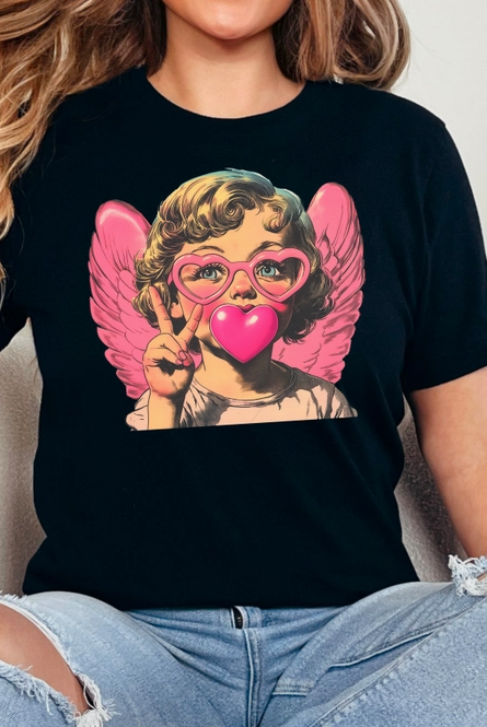 Cupid Peace Sign Graphic Tee-Graphic Tees-Krush Kandy, Women's Online Fashion Boutique Located in Phoenix, Arizona (Scottsdale Area)