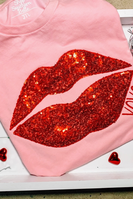 Sequin Lips Graphic Tee-Graphic Tees-Krush Kandy, Women's Online Fashion Boutique Located in Phoenix, Arizona (Scottsdale Area)
