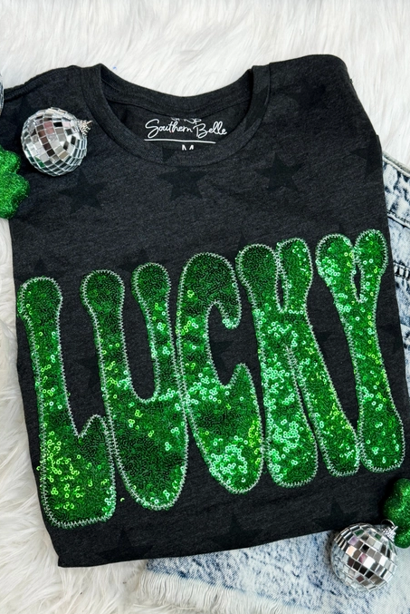 St Patrick's Day Stars Lucky Graphic Short Sleeve-Graphic Tees-Krush Kandy, Women's Online Fashion Boutique Located in Phoenix, Arizona (Scottsdale Area)