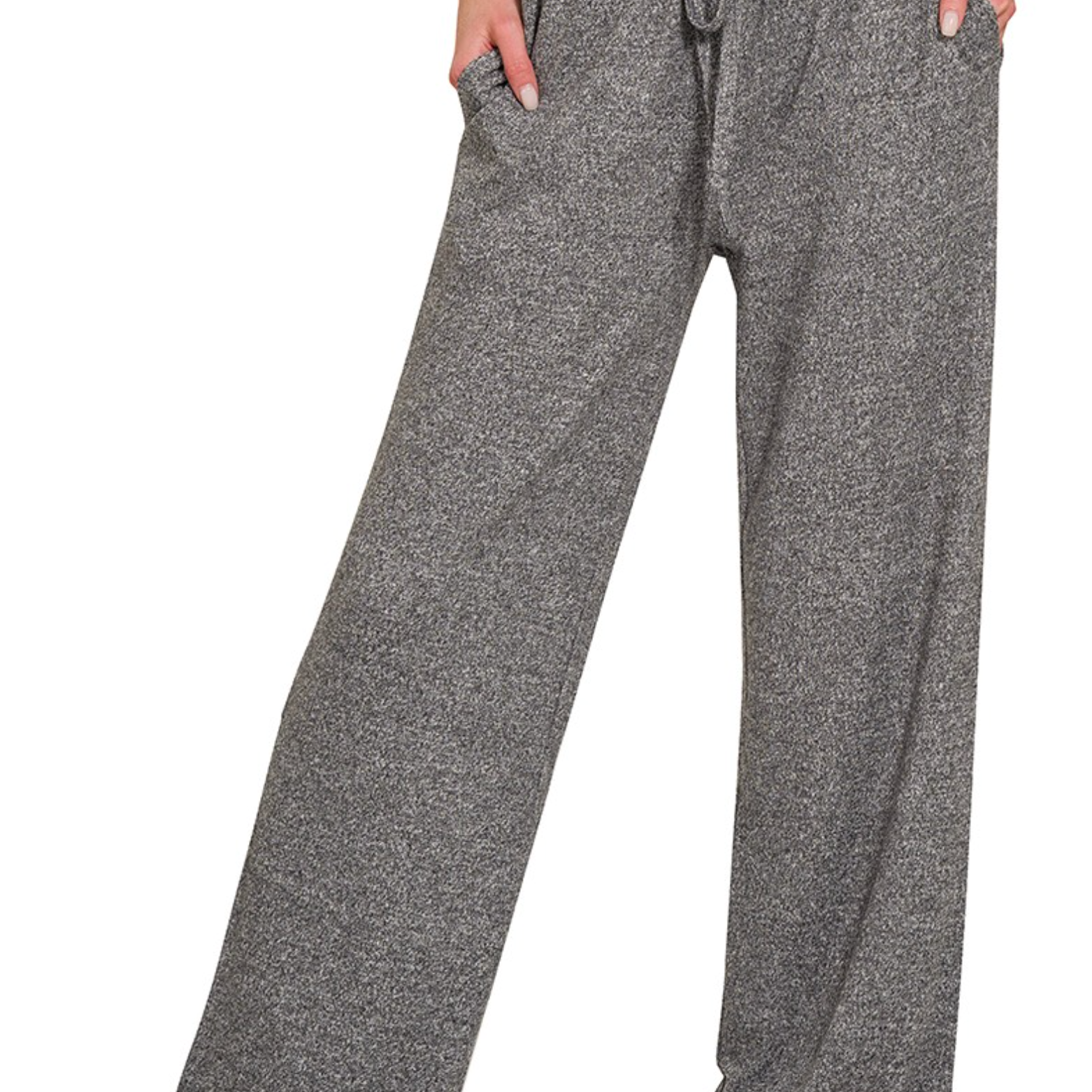 Cloud 9 Soft Melange Hacci Wide Leg Pants-Short Sleeve Tops-Krush Kandy, Women's Online Fashion Boutique Located in Phoenix, Arizona (Scottsdale Area)