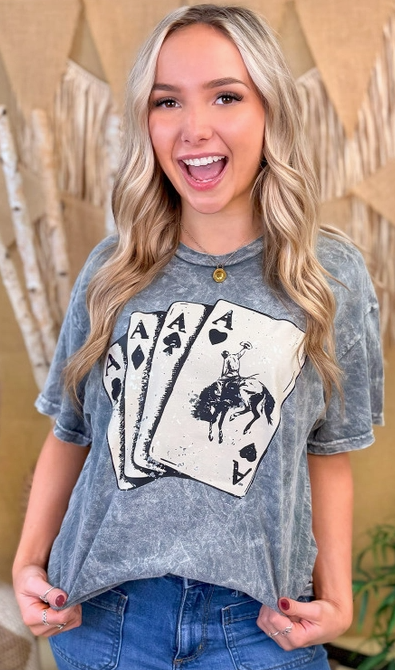 Wild West Lucky Aces Graphic Tee-Graphic Tees-Krush Kandy, Women's Online Fashion Boutique Located in Phoenix, Arizona (Scottsdale Area)