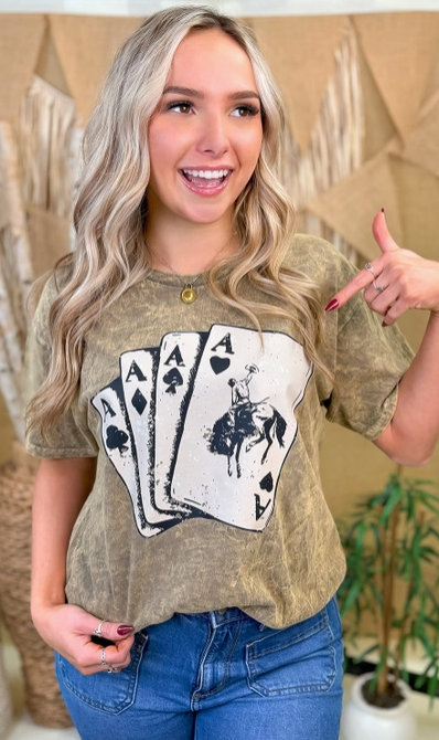 Wild West Lucky Aces Graphic Tee-Graphic Tees-Krush Kandy, Women's Online Fashion Boutique Located in Phoenix, Arizona (Scottsdale Area)