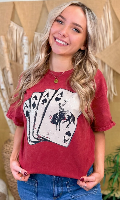 Wild West Lucky Aces Graphic Tee-Graphic Tees-Krush Kandy, Women's Online Fashion Boutique Located in Phoenix, Arizona (Scottsdale Area)