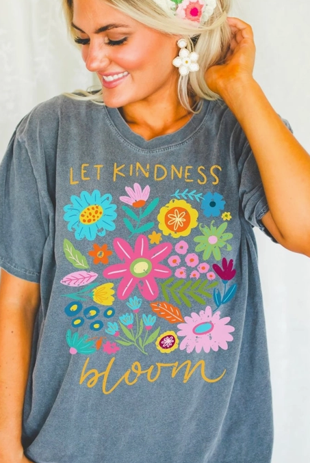 Let Kindness Bloom Oversized Tee | MADE TO ORDER-Graphic Tees-Krush Kandy, Women's Online Fashion Boutique Located in Phoenix, Arizona (Scottsdale Area)