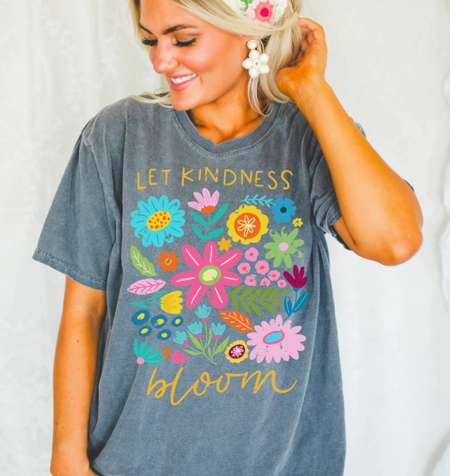 Let Kindness Bloom Oversized Tee | MADE TO ORDER-Graphic Tees-Krush Kandy, Women's Online Fashion Boutique Located in Phoenix, Arizona (Scottsdale Area)