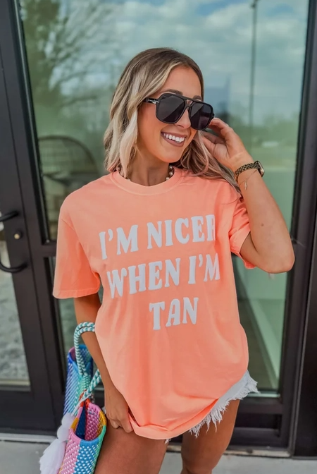I’m Nicer When I’m Tan Graphic Tee-Graphic Tees-Krush Kandy, Women's Online Fashion Boutique Located in Phoenix, Arizona (Scottsdale Area)