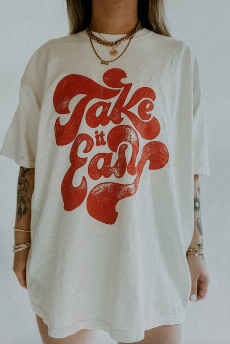 Take It Easy Oversized Graphic Tee-Graphic Tees-Krush Kandy, Women's Online Fashion Boutique Located in Phoenix, Arizona (Scottsdale Area)