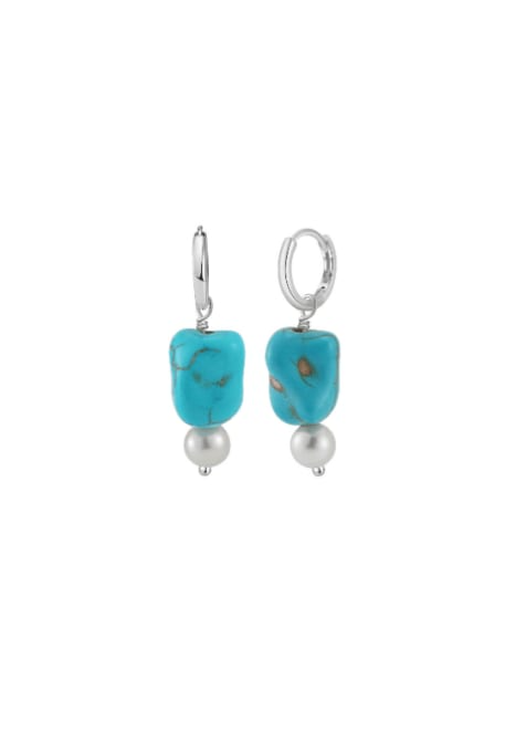 Turquoise Slab Vintage Huggie Earrings-Earrings-Krush Kandy, Women's Online Fashion Boutique Located in Phoenix, Arizona (Scottsdale Area)
