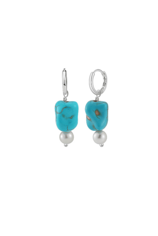 Turquoise Slab Vintage Huggie Earrings-Earrings-Krush Kandy, Women's Online Fashion Boutique Located in Phoenix, Arizona (Scottsdale Area)
