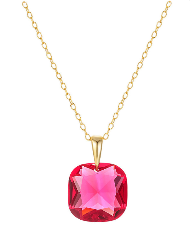 Glass Stone Square Minimalist Necklace-Necklaces-Krush Kandy, Women's Online Fashion Boutique Located in Phoenix, Arizona (Scottsdale Area)