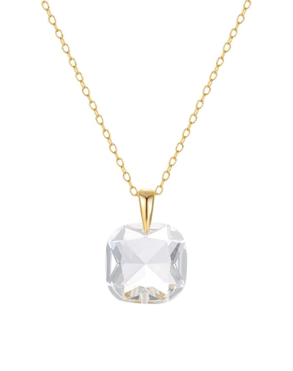 Glass Stone Square Minimalist Necklace-Necklaces-Krush Kandy, Women's Online Fashion Boutique Located in Phoenix, Arizona (Scottsdale Area)