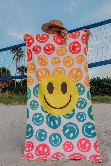 Smiley Repeat Quick Dry Towel-Accessories-Krush Kandy, Women's Online Fashion Boutique Located in Phoenix, Arizona (Scottsdale Area)