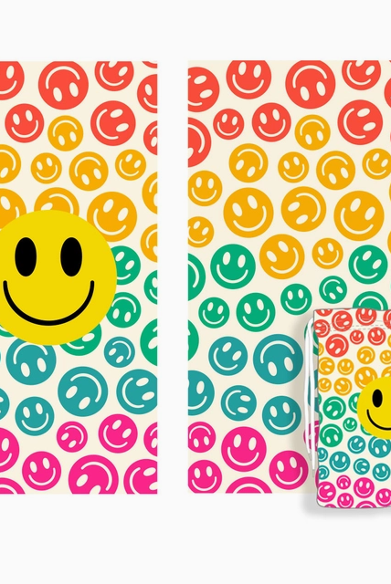 Smiley Repeat Quick Dry Towel-Accessories-Krush Kandy, Women's Online Fashion Boutique Located in Phoenix, Arizona (Scottsdale Area)