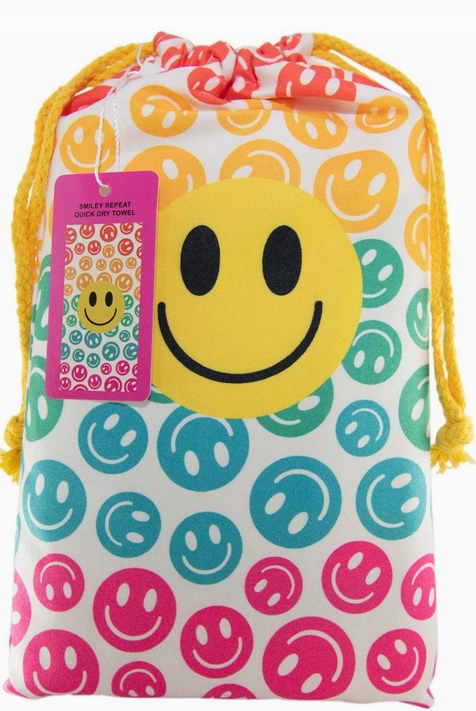 Smiley Repeat Quick Dry Towel-Accessories-Krush Kandy, Women's Online Fashion Boutique Located in Phoenix, Arizona (Scottsdale Area)