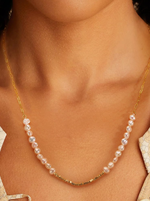 Freshwater Pearl Geometric Vintage Beaded Necklace-Necklaces-Krush Kandy, Women's Online Fashion Boutique Located in Phoenix, Arizona (Scottsdale Area)