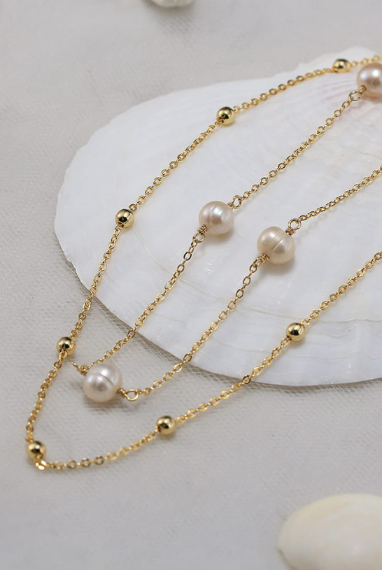 Pearl Geometric Minimalist Multi Strand Necklace-Necklaces-Krush Kandy, Women's Online Fashion Boutique Located in Phoenix, Arizona (Scottsdale Area)