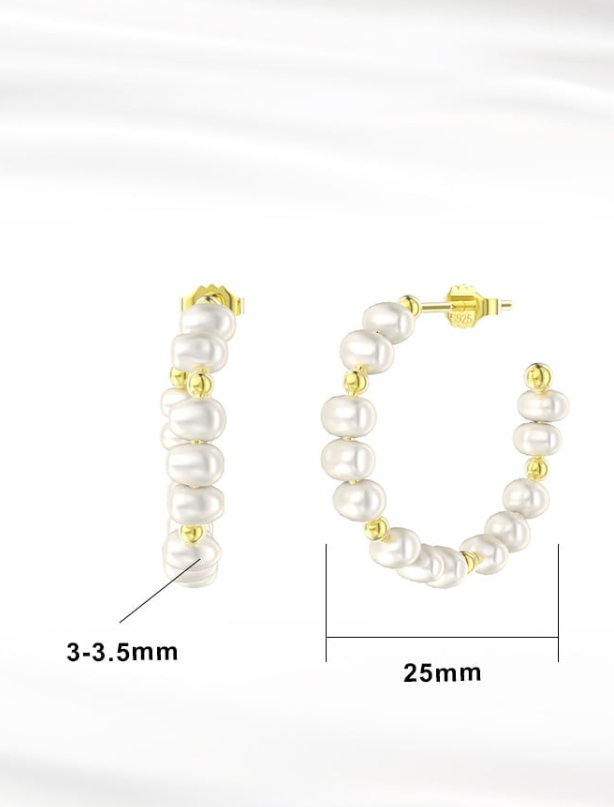 Freshwater Pearl Geometric Minimalist Hoop Earrings-Earrings-Krush Kandy, Women's Online Fashion Boutique Located in Phoenix, Arizona (Scottsdale Area)