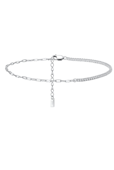 Cubic Zirconia Minimalist Asymmetrical Chain Anklet-Bracelets-Krush Kandy, Women's Online Fashion Boutique Located in Phoenix, Arizona (Scottsdale Area)