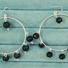 Beaded Tassel Sterling Silver Hoop Earrings-Earrings-Krush Kandy, Women's Online Fashion Boutique Located in Phoenix, Arizona (Scottsdale Area)