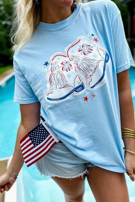 Patriotic Cowboy Boots Graphic Tee-Graphic Tees-Krush Kandy, Women's Online Fashion Boutique Located in Phoenix, Arizona (Scottsdale Area)