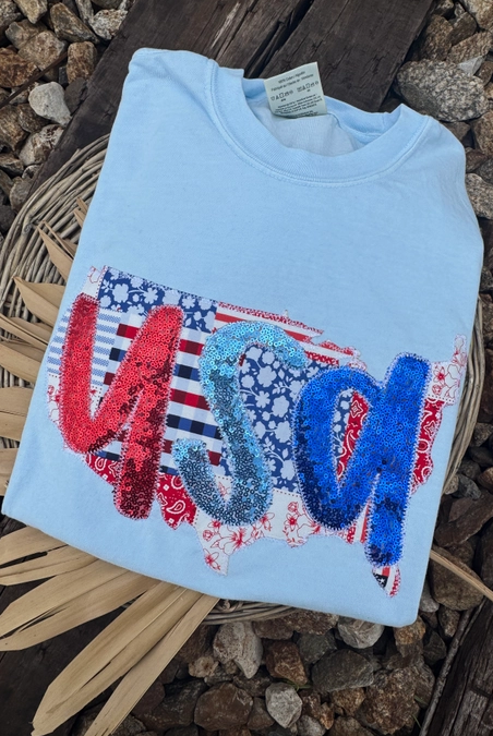 USA Sequin Graphic Tee-Graphic Tees-Krush Kandy, Women's Online Fashion Boutique Located in Phoenix, Arizona (Scottsdale Area)