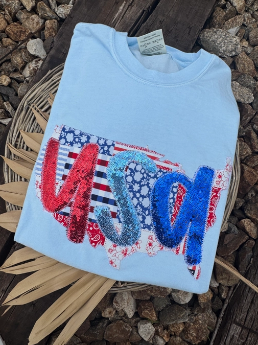 USA Sequin Graphic Tee-Graphic Tees-Krush Kandy, Women's Online Fashion Boutique Located in Phoenix, Arizona (Scottsdale Area)